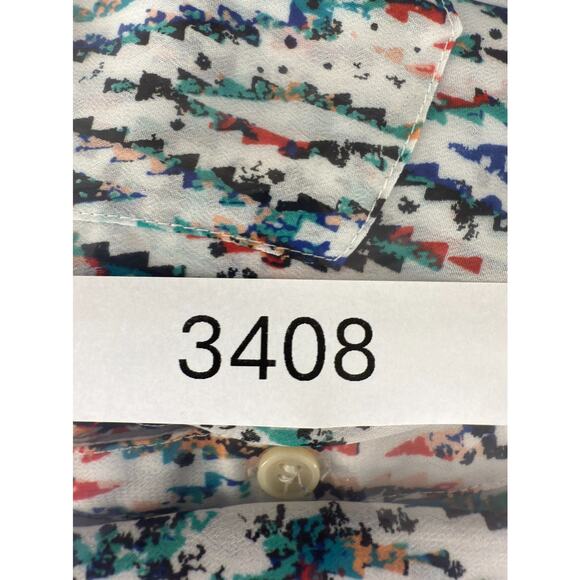 Maurices Size S Abstract Geometric V Neck Top Colorful 3/4 Sleeve Button Casual - Picture 8 of 8